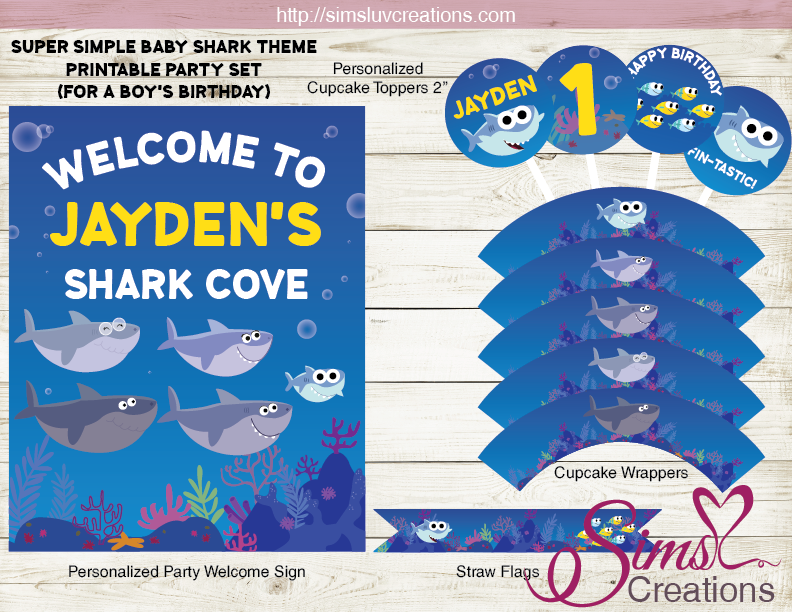 SUPER SIMPLE BABY SHARK PARTY SUPPLIES  SHARK PARTY PRINTABLES – Sims Luv  Creations