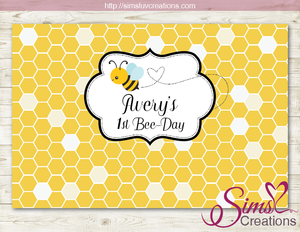 HONEY BEE PRINTABLE PARTY BACKDROP BANNER | BUMBLEBEE BIRTHDAY POSTER
