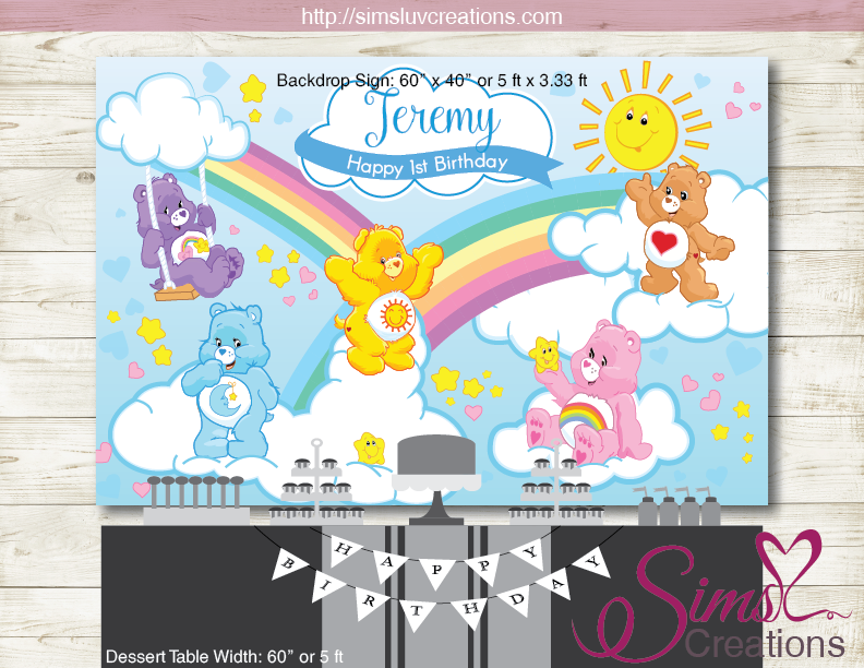 Care Bears Pink Backdrop Personalized for Birthdays or Baby Shower -  Designed, Printed & Shipped!
