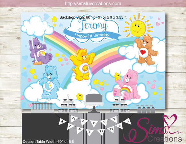 CAREBEARS PRINTABLE BACKDROP BANNER | CARE BEARS BIRTHDAY BACKDROP