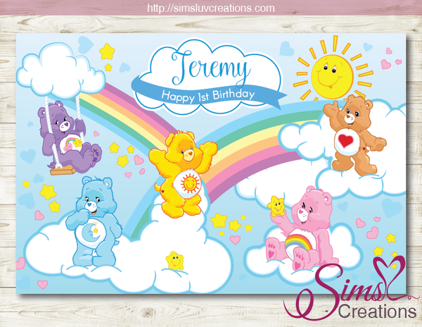 CAREBEARS PRINTABLE BACKDROP BANNER | CARE BEARS BIRTHDAY BACKDROP