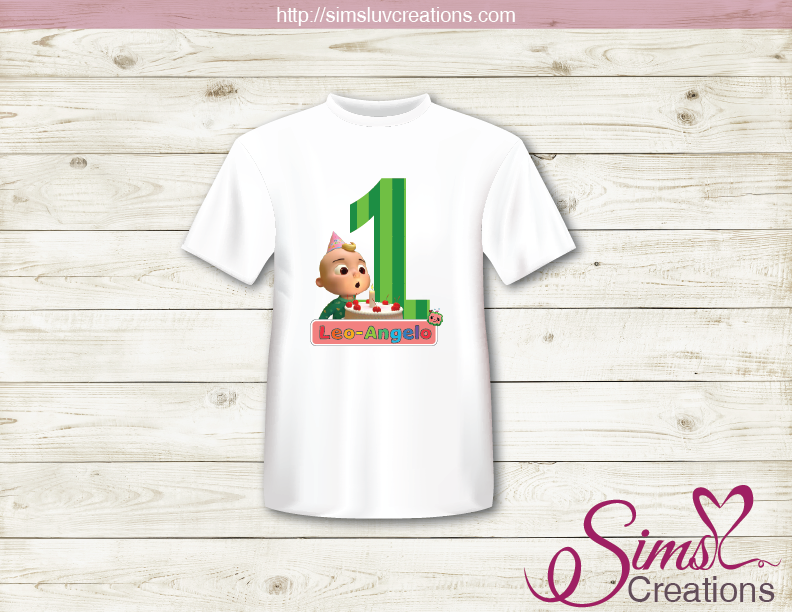 COCOMELON PARTY PRINTABLE T-SHIRT IRON ON TRANSFER | DIGITAL IMAGE FOR COCOMELON BIRTHDAY T-SHIRTS