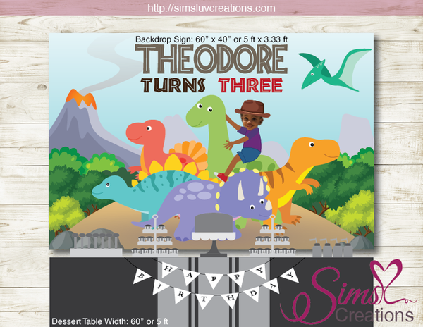 DINOSAUR PRINTABLE BIRTHDAY BACKDROP BANNER | CUSTOM PHOTO
