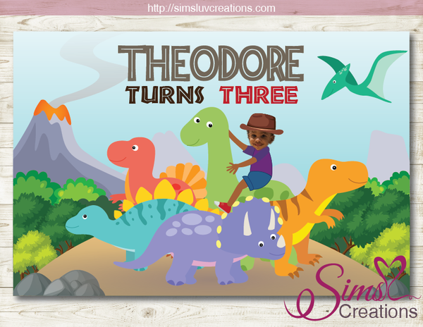 DINOSAUR PRINTABLE BIRTHDAY BACKDROP BANNER | CUSTOM PHOTO