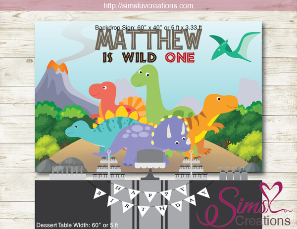 DINOSAUR PRINTABLE BIRTHDAY BACKDROP BANNER | CUSTOM PHOTO