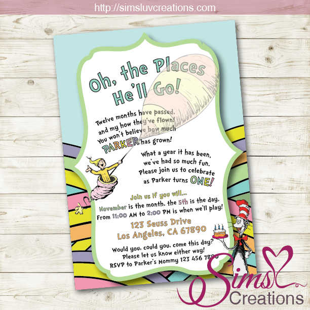 DR SEUSS BIRTHDAY PRINTABLE INVITATION | OH THE PLACES YOU'LL GO PARTY – Sims Luv Creations dr-seuss-birthday-printable-invitation-oh-the-places-you-ll-go-party-sims-luv-creations
