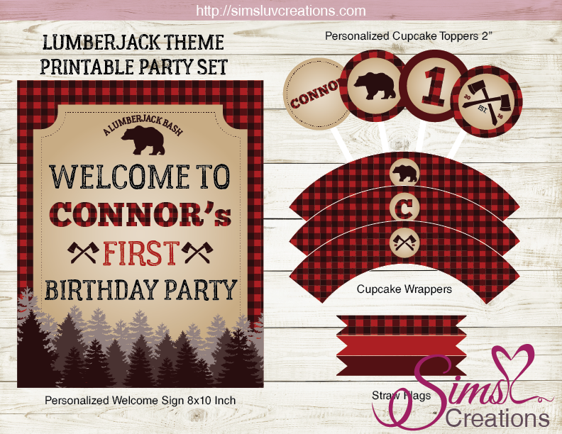 LUMBERJACK BIRTHDAY PARTY KIT | LITTLE LUMBERJACK PARTY PRINTABLES – Sims Luv Creations lumberjack-birthday-party-kit-little-lumberjack-party-printables-sims-luv-creations