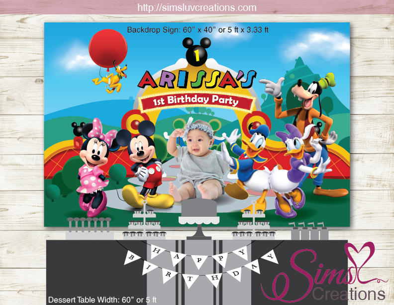 DIGITAL Mickey Mouse Backdrop Birthday, Mickey Mouse Banner