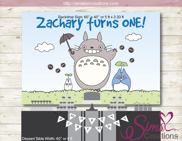 MY NEIGHBOUR TOTORO PRINTABLE BACKDROP BANNER | STUDIO GHIBLI BIRTHDAY BACKDROP