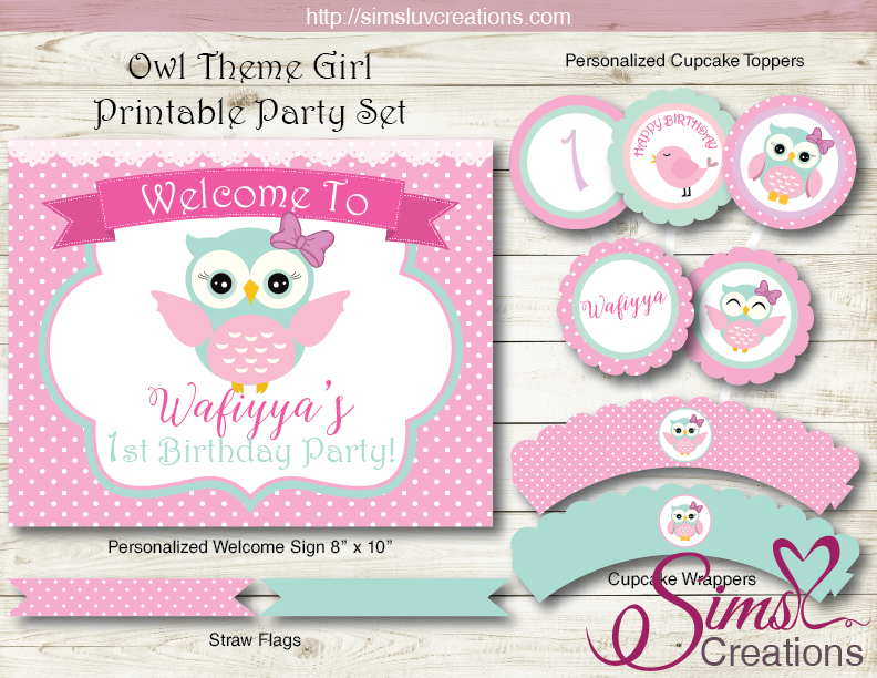 OWL BIRTHDAY PARTY KIT | WHOO WHOOO PINK OWL GIRL PARTY PRINTABLES – Sims Luv Creations owl-birthday-party-kit-whoo-whooo-pink-owl-girl-party-printables-sims-luv-creations