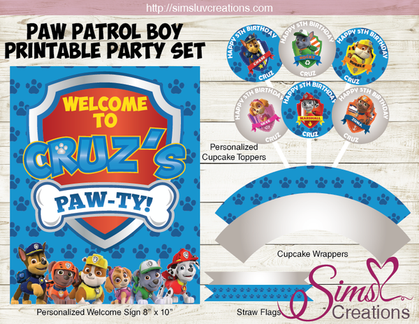 PAW PATROL THEME PARTY SUPPLIES | PARTY PRINTABLES DECORATION KIT