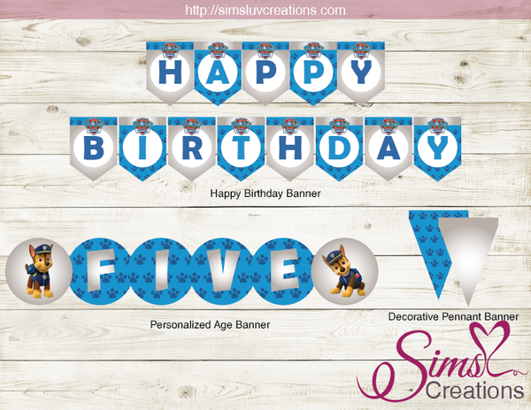PAW PATROL THEME PARTY SUPPLIES | PARTY PRINTABLES DECORATION KIT