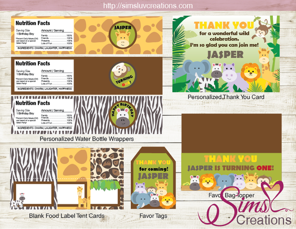 SAFARI ANIMALS PARTY PRINTABLE KIT | JUNGLE PARTY PRINTABLES