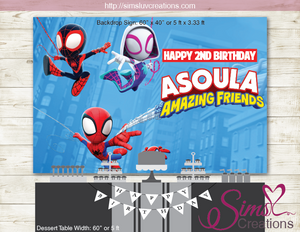SPIDEY AND HIS AMAZING FRIENDS PRINTABLE PARTY BACKDROP BANNER | BIRTHDAY POSTER