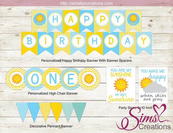 YOU ARE MY SUNSHINE BIRTHDAY PARTY KIT | SUNSHINE BOY PARTY PRINTABLES