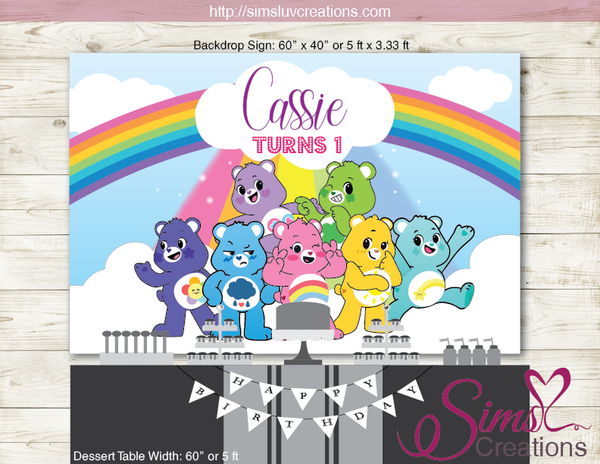 NEW CARE BEARS PRINTABLE BACKDROP BANNER | UNLOCK THE MAGIC BIRTHDAY BACKDROP