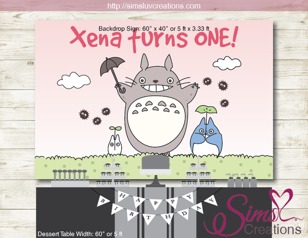 MY NEIGHBOUR TOTORO PRINTABLE BACKDROP BANNER | STUDIO GHIBLI BIRTHDAY BACKDROP