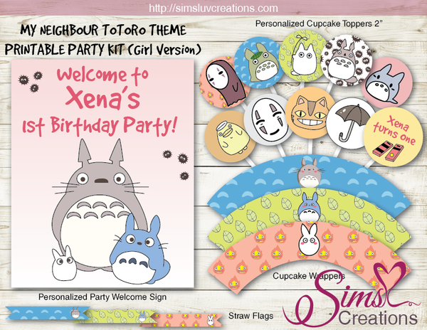 MY NEIGHBOUR TOTORO THEME PARTY SUPPLIES | STUDIO GHIBLI PARTY PRINTABLES DECORATION KIT