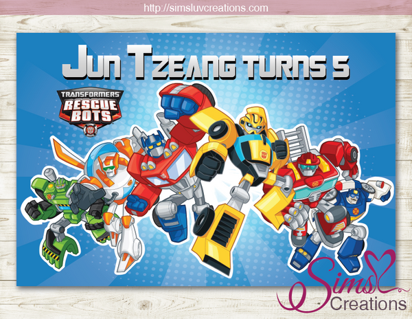TRANSFORMERS RESCUE BOTS THEME PRINTABLE BACKDROP BANNER | BIRTHDAY BACKDROP