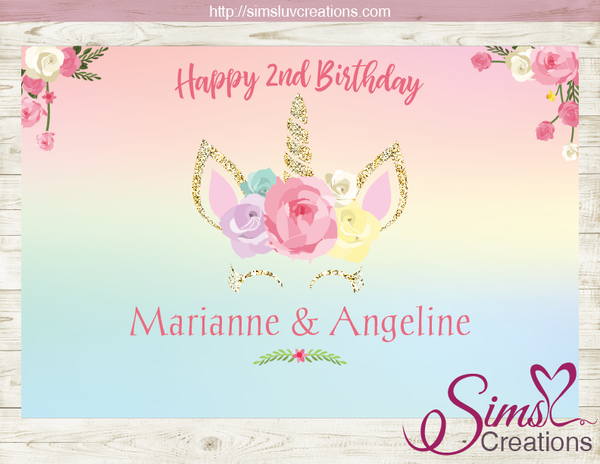 UNICORN PARTY BACKDROP BANNER | BIRTHDAY POSTER