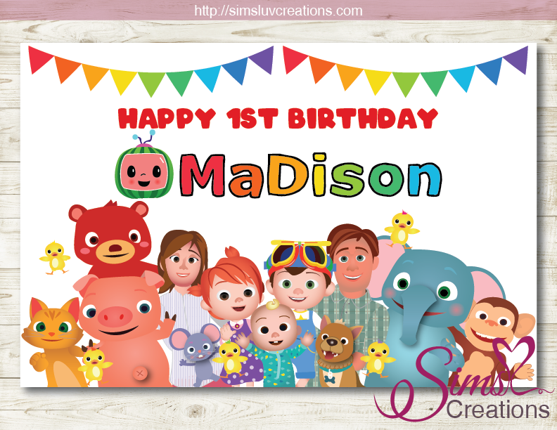 COCOMELON PRINTABLE PARTY BACKDROP BANNER | BIRTHDAY POSTER – Sims ...