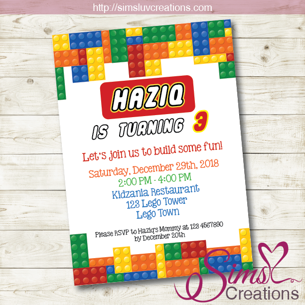 LEGO BIRTHDAY PRINTABLE INVITATION | COLOR BUILDING BLOCK PARTY INVITA – Sims Luv Creations lego-birthday-printable-invitation-color-building-block-party-invita-sims-luv-creations