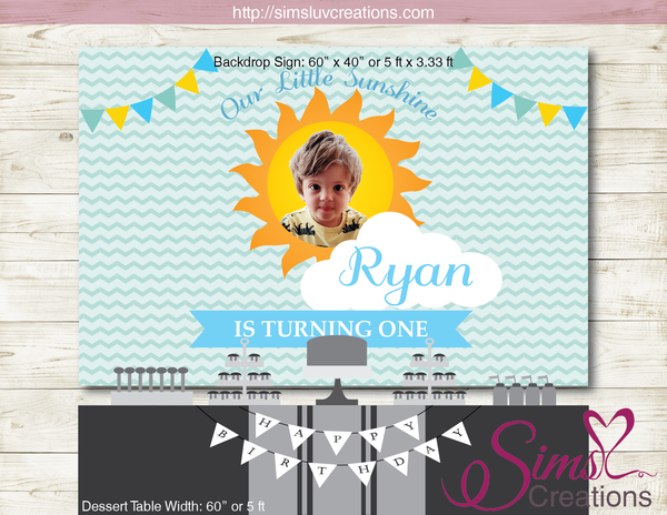 YOU ARE MY SUNSHINE PRINTABLE BACKDROP BANNER | BOY BIRTHDAY BACKDROP