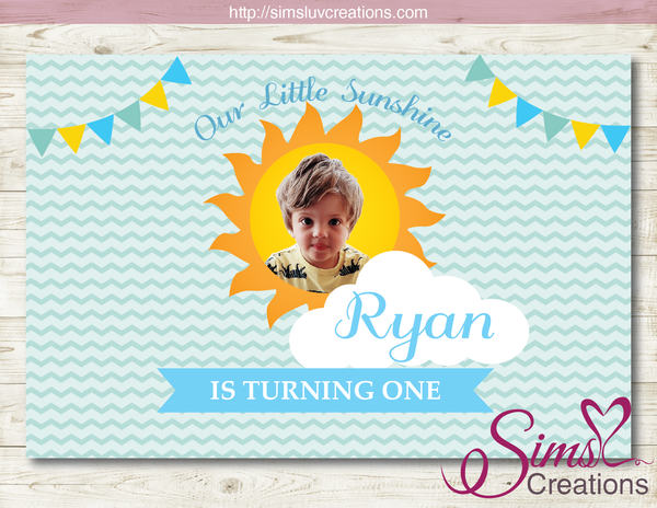 YOU ARE MY SUNSHINE PRINTABLE BACKDROP BANNER | BOY BIRTHDAY BACKDROP