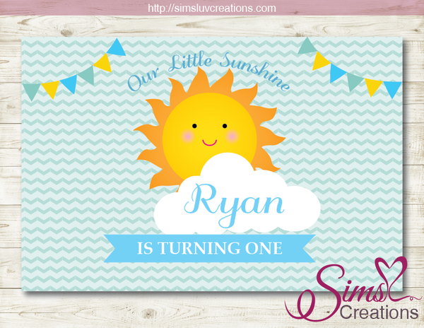 YOU ARE MY SUNSHINE PRINTABLE BACKDROP BANNER | BOY BIRTHDAY BACKDROP
