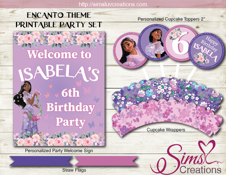 ENCANTO ISABELA THEME PARTY SUPPLIES | PARTY PRINTABLES DECORATION KIT – Sims Luv Creations for Encanto Birthday Banner Printable Free