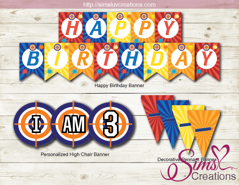 NERF THEME PARTY DECORATION KIT | GUN THEME PARTY PRINTABLES – Sims Luv Creations nerf-theme-party-decoration-kit-gun-theme-party-printables-sims-luv-creations