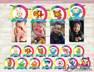 BABYFIRST TV THEME PRINTABLE MONTHLY PHOTO BANNER | FIRST BIRTHDAY MONTHLY PHOTO BADGES