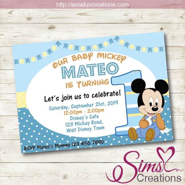 DISNEY BABY MICKEY BIRTHDAY PRINTABLE INVITATION | PARTY INVITATION | CUSTOM PHOTO