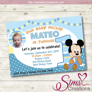 DISNEY BABY MICKEY BIRTHDAY PRINTABLE INVITATION | PARTY INVITATION | CUSTOM PHOTO
