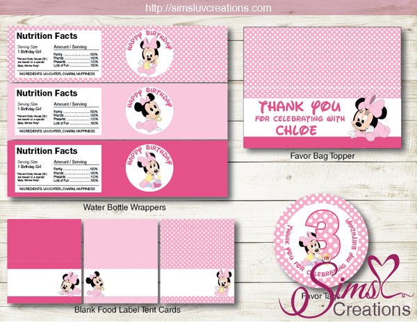 DISNEY BABY MICKEY THEME PARTY SUPPLIES | BABY MINNIE PARTY PRINTABLES DECORATION KIT
