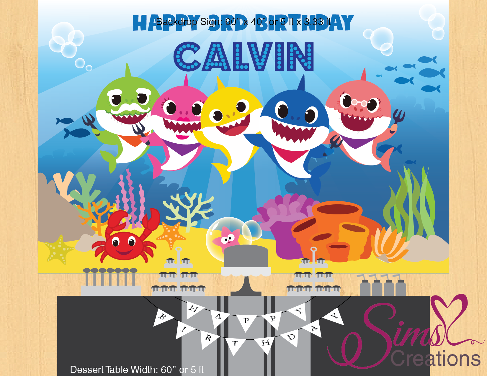 Happy Birthday Shark Banner Shark Banner Shark Theme Party 