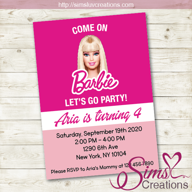 BARBIE BIRTHDAY PRINTABLE INVITATION | PARTY INVITATION – Sims Luv Creations barbie-birthday-printable-invitation-party-invitation-sims-luv-creations