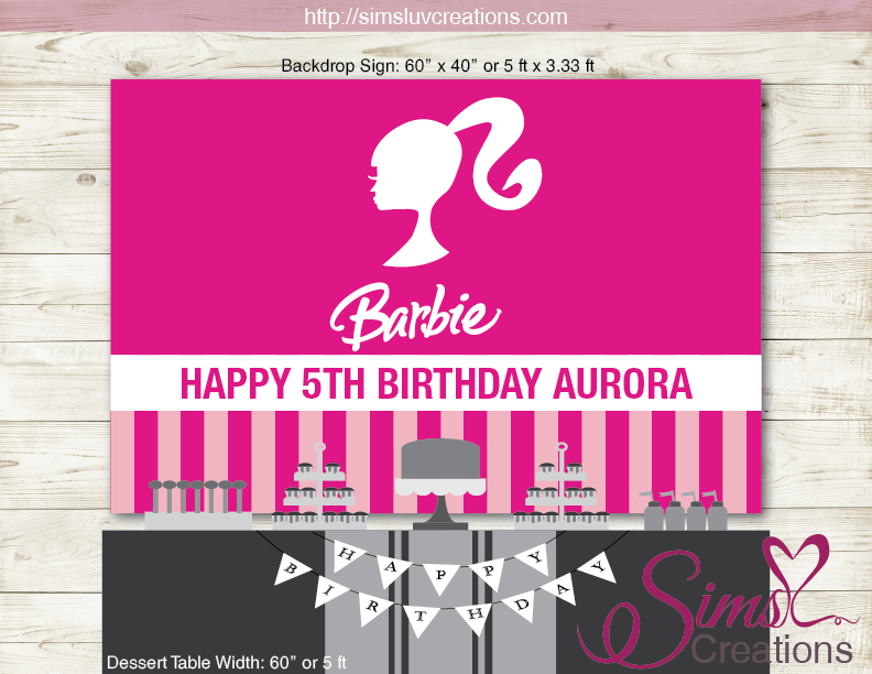 BARBIE THEME PRINTABLE BACKDROP BANNER | BIRTHDAY POSTER PRINTABLE – Sims Luv Creations barbie-theme-printable-backdrop-banner-birthday-poster-printable-sims-luv-creations