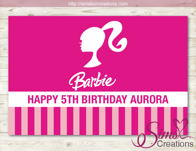 BARBIE THEME PRINTABLE BACKDROP BANNER BIRTHDAY POSTER PRINTABLE Sims Luv Creations