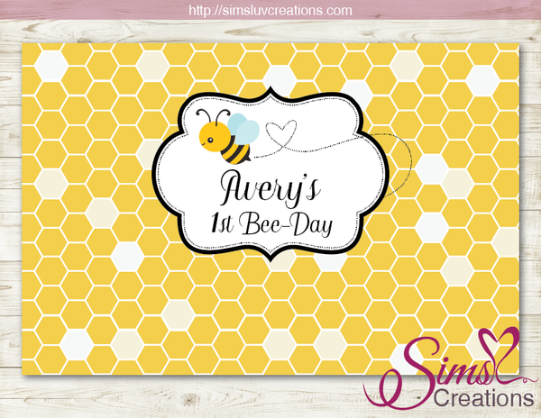 HONEY BEE PRINTABLE PARTY BACKDROP BANNER | BUMBLEBEE BIRTHDAY POSTER