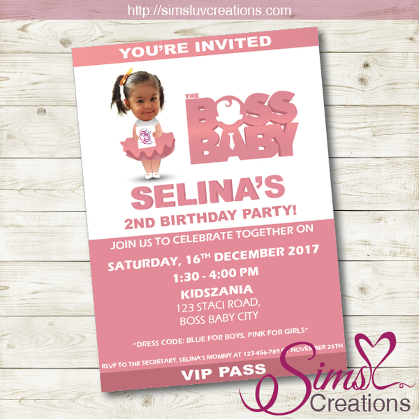 BOSS BABY GIRL BIRTHDAY INVITATION | BOSS BABY STACI PARTY INVITATION