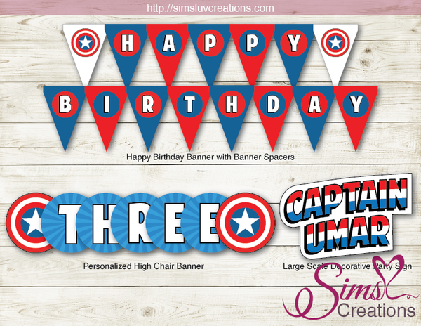 CAPTAIN AMERICA PARTY KIT | MARVEL AVENGERS SUPERHEROES PARTY PRINTABLES