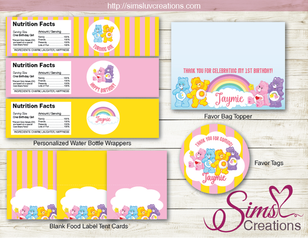CARE BEARS THEME PARTY SUPPLIES | CAREBEARS PARTY PRINTABLES DECORATION KIT