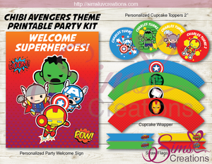 KAWAII MARVEL AVENGERS PARTY DECORATION KIT  CUTE CHIBI AVENGERS PART –  Sims Luv Creations