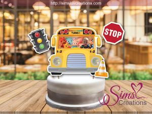 COCOMELON THE WHEELS ON THE BUS CAKE TOPPER | CAKE CENTERPIECE | CAKE DECORATIONS