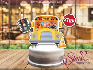 COCOMELON THE WHEELS ON THE BUS CAKE TOPPER | CAKE CENTERPIECE | CAKE DECORATIONS