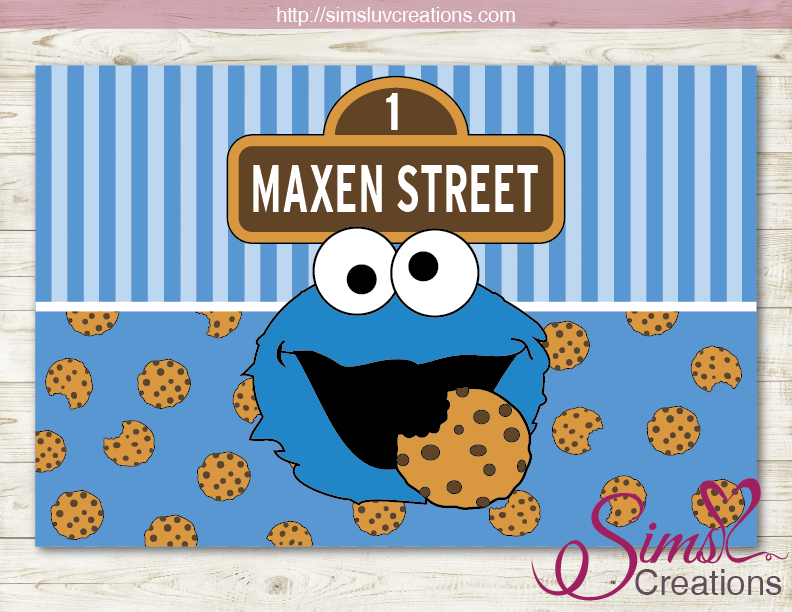 COOKIE MONSTER SESAME STREET PARTY BACKDROP BANNER | COOKIE BIRTHDAY POSTER