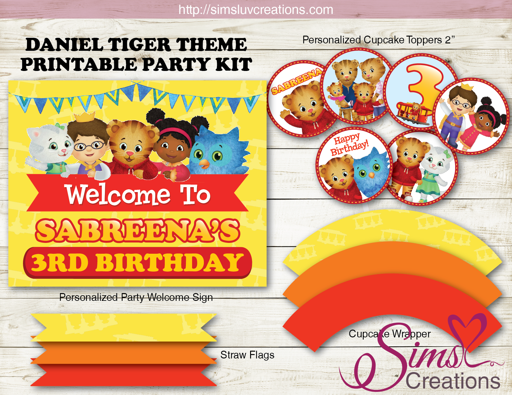 DANIEL TIGER THEME PARTY SUPPLIES | PARTY PRINTABLES DECORATION KIT – Sims Luv Creations for Daniel Tiger Birthday Invitations Free Printable