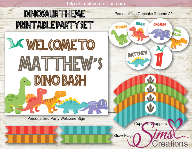 dinosaur-birthday-party-decoration-kit-dino-bash-party-printables-sims-luv-creations