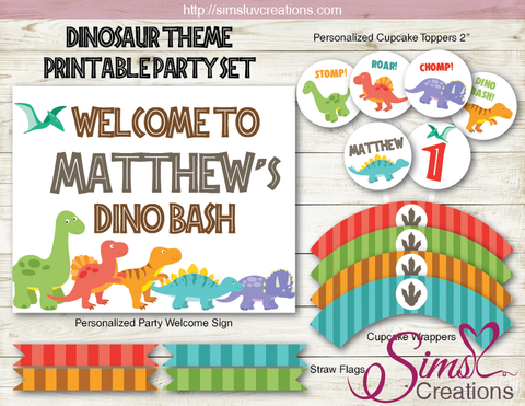 DINOSAUR BIRTHDAY PARTY DECORATION KIT | DINO BASH PARTY PRINTABLES